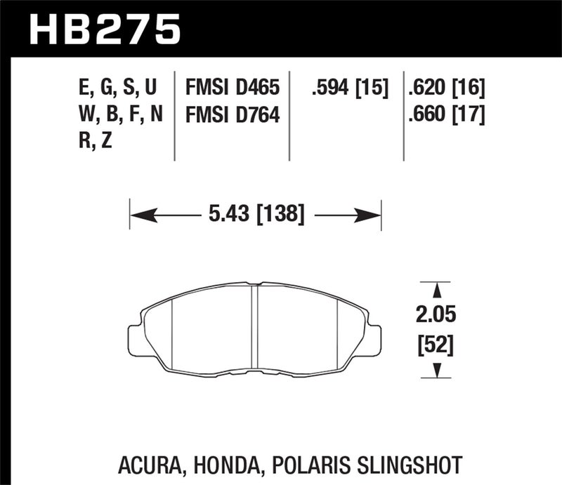 Hawk Performance HB275F.620 HPS Performance Ceramic Brake Pad - Image 3